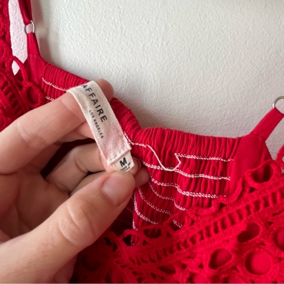 Laffaire Los Angeles Red Crochet Maxi Dress Boho Festival Summer Size M Romantic - Picture 7 of 11